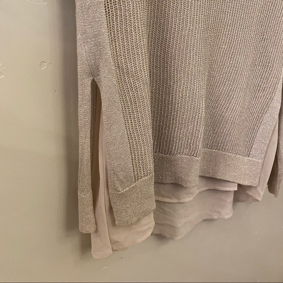 LUCKY BRAND Metallic Mixed Media Overlay Sweater - Picture 3 of 10